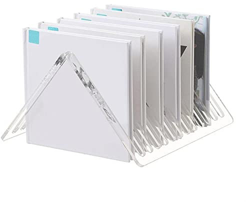 GAOWINLY Klarer Acryl-Schallplattenständer, dreieckiger Schreibtisch-Schallplatten-Aufbewahrungsständer, Vinyl-Schallplatten-Display-Halter, Schreibtisch-Organizer for Bücher, Zeitschriften, CDs
