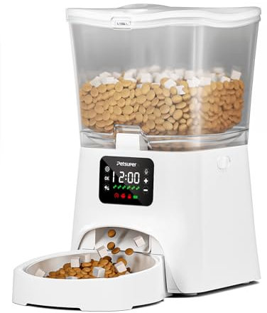 Automatic Cat Feeder,3 L Cat Food Automatic with Programmable Timer,1-6 Meals per Day,Dog Feeder with Press Lid and 10 Second Recording Function