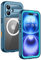 Lanhiem for iPhone 16 Waterproof Case, [Compatible with MagSafe] Heavy Duty Shockproof Dustproof Cover with Built in Screen Protector, Protective Magnetic Phone Case for iPhone 16-6.1 inch (Blue)