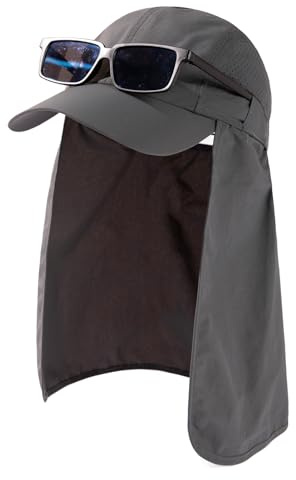 TOP-EX XL/XXL baseballkeps män med avtagbar nacklucka UV-skydd solhattar damer, vikbara sommarhattar safari vandring utomhushatt andas, 96554_mörkgrå, M