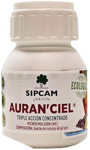 AURAN´CIEL 50ml - Sipcam. Triple accion concentrado a base de aceite de naranja. Insecticida, fungicida y acaricida. Eficaz contra mildiu, pulgon y araña roja. Apto en agricultura ecológica