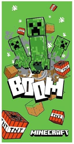 BrandMac Minecraft Strandtuch, Badetuch 70x140 cm, 100% Baumwolle (Boom)