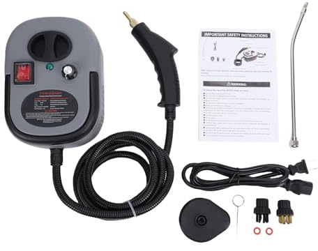 Limpiador a vapor de 2500 W, limpiador a vapor de alta temperatura y presión, máquina de limpieza portátil de mano con accesorios para muebles, cocina, lechada, baldosas, 1200 ml