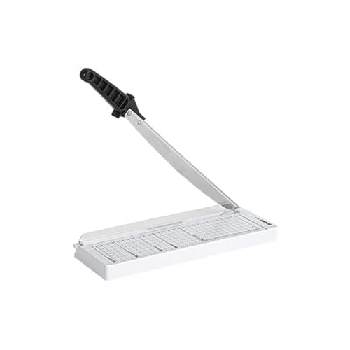 Taglierina per carta A4, a ghigliottina, con striscia trasparente e piedini antiscivolo, tagliacarte fino a 8 fogli per etichette e foto (bianco, 39,8 x 22,5 x 3 cm)