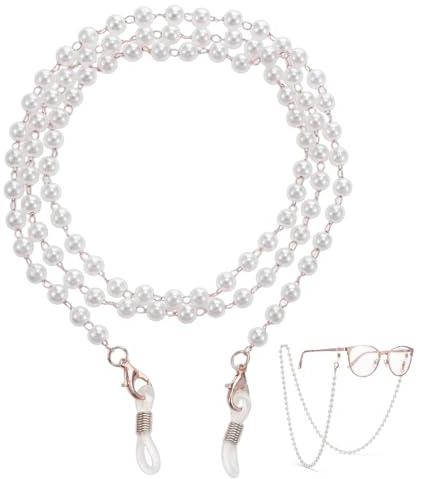 Ymapinc Sangle de lunettes en perles pour femme, 75 cm, lunettes fixes | Élégante chaîne de lunettes de soleil en perles, parfaite pour la lecture, également un excellent cadeau d'anniversaire pour
