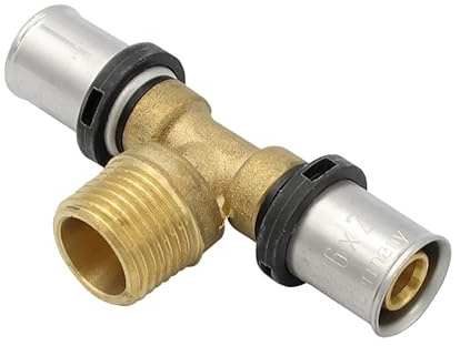 Pipetec Pressfitting T Stück 16x2 1/2 Zoll Aussengewinde TH Kontur Verbundrohr, DVGW, TH-Profil