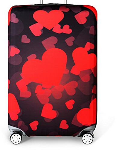 YianBestja Elastique Housse De Valise Luggage Cover pour 18-32 Pouce Valise, Protection De Valise Housse Bagage Voyager Protecteur Couverture (Cœur, L (25-26 inch Luggage Case))