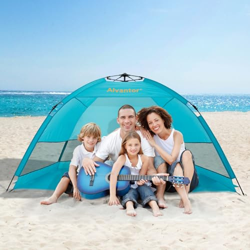 Alvantor® Beach Tent Beach Umbrella Outdoor Sun Shelter Cabana Automatic Pop Up UPF 50+ Sun Shade Portable Camping Hiking Canopy Easy Setup Windproof Randomly Send Old or New Model