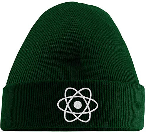 Hippowarehouse Atom Embroidered Beanie Hat Bottle Green