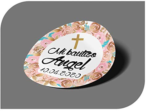 CrisPhy personalisierbare Aufkleber zur Kommunion oder Taufe mit Namen und Datum, Aufkleber für Einladungen zur Hochzeit, Verlobung, Geburtstag, Party, Vintage, Stempel