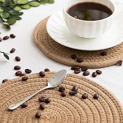 Set di 4 tovagliette rotonde in tessuto di giacinto d'acqua, fatte a mano, resistenti al calore, antiscivolo, per tavolo da pranzo 11.8 inch