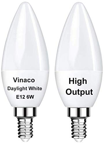 Vinaco E12 LED Candelabra Bulb 6W 5000K Daylight for Ceiling Fan Light