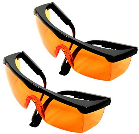 HQRP 2 Lentes naranjas Protección UV Gafas de seguridad para trabajos de jardinería, corte de césped, Desbroce de malezas, Recorte de setos, Agricultura, Silvicultura UV Medidor del sol