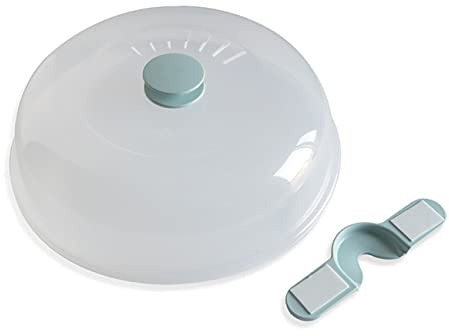 Nordic Ware Microwave Up & Away-Easy Stow - 11-inch Food Safe Lid, Plate Cover with Steam Vents, Anti-Splash Microwave Lid, Contains Moisture, Space-Saving Storage Bracket included