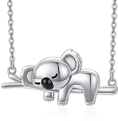 Midir&Etain Collar de Plata de Ley 925 Con Colgante de Oso Koala, Joyería de Animales Bonitos, Regalo Para Mujeres, Niñas y Novia