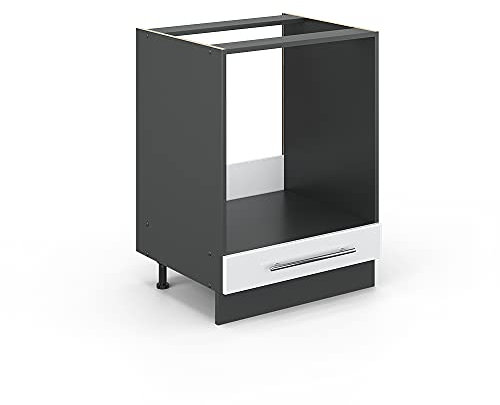 Vicco Oven housing cabinet Fame-Line, White High Gloss/Anthracite, 60 cm without worktop
