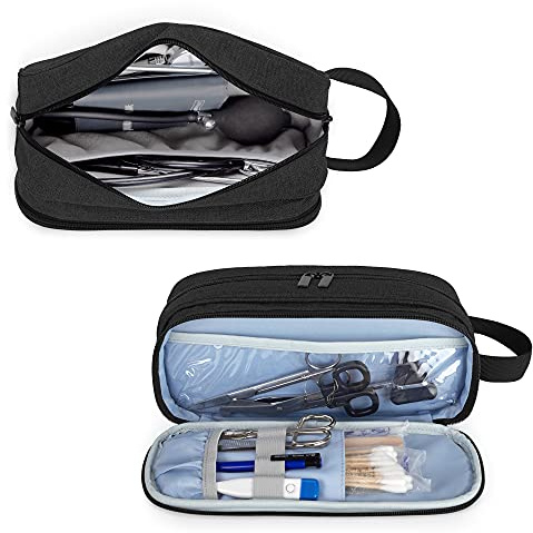 Trunab Stethoskop Tasche Kompatibel mit 3M Littmann/MDF/ADC, Schwarz | Hält zwei Stethoskope oder BP Manschetten, Medizinische Tasche mit Extra Tasche für Krankenschwester-Zubehör