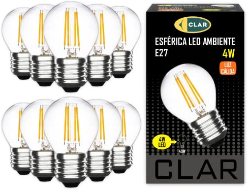 CLAR - E27 LED Warmweiss, LED Birnen E27 Warmweiß, Leuchmittel, Birne, 4W (Pack 10)