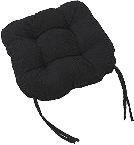 EXQULEG 2pc Sitzkissen Polster Kissen,Hochwertig Stuhlkissen Rückenkissen mit Bänder, Auflage Polsterauflage Gartenstuhl, 45x40x10cm (Schwarz)