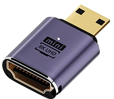 NFHK Adaptador convertidor mini HDMI macho a HDMI 2.1 hembra, UHD, compatible con HDTV 8K 60Hz