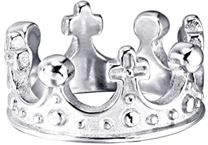 PAURO Uomo Acciaio Inossidabile Anello di Promessa con Corona Reale di Re in Zirconia Cubica Argento Placcato Taglia 22