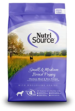 NutriSource Puppy Food for Small and Medium Breeds, Chicken Meal and Rice, 26LB