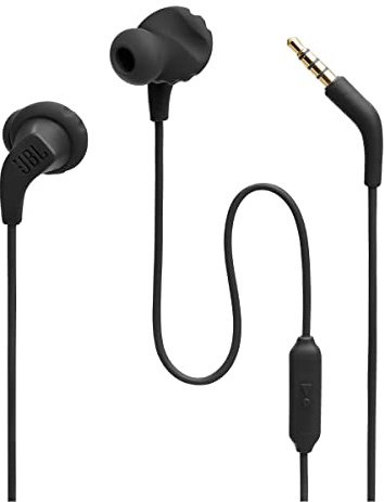 JBL Endurance Run 2 Wired - Waterproof Wired Sports in-Ear Headphones, JBL Pure Bass Sound, Hands-Free Calls, Never Hurt. Never Fall Out. (Black)