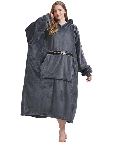 FashGudim 400 g übergroße tragbare Decke Hoodie für Erwachsene Kapuzendecke Sweatshirt Geschenke für Mutter Frau Frauen Mädchen