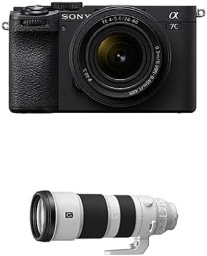 Sony Alpha 7CII di Sony | Fotocamera mirrorless full-frame (compatta, 33 MP, autofocus in tempo reale, 10 fps, video in 4K, display touch orientabile) + Lente SEL2860 + Lente SEL200600G (Nero)