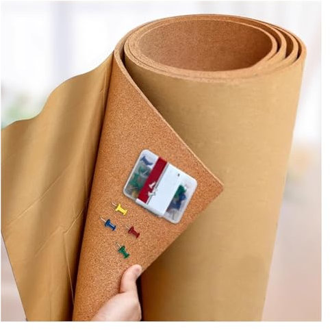 XILYZMO Pinnwand Korkpla, Wandstreifen Rahmenlos Schwarzes Brett, Büro Speichern Anmerkungen Bild Korkrolle, Feine Textur Keine Rückstände Korkplatten, Selbstklebend (Farbe : 0.11in, Größe : 48x 118