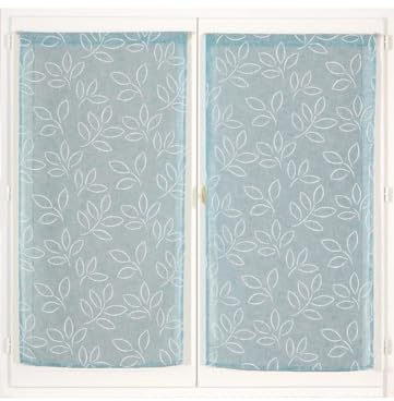 Atout Ciel Coppia di tende effetto lino stampate in gomma finitura passapasta pronte da appendere, 2 x 60 x 120 cm, blu