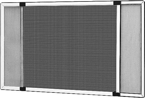 Mosquitera extensible de aluminio blanco, Mosquitera fija extensible color blanco adaptable a ventanas, anti-insectos (mosquitos o moscas). (40x50-92)
