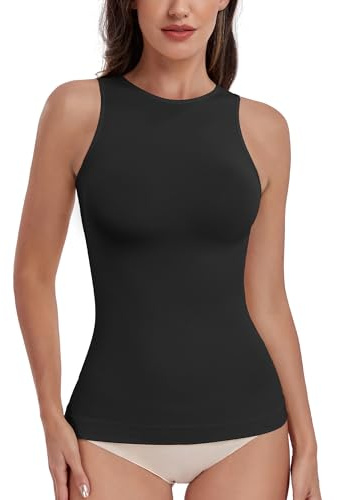 EUYZOU Women Shapewear Tummy Control Tank Tops Seamless Compression Tops Body Shaper Camisole, Black L