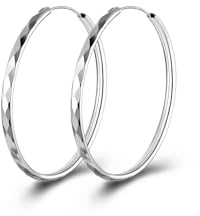 Creolen Silber 925 für Damen, Groß Silber Leichte Ohrringe für Frauen Mädchen 30/40/50/60mm