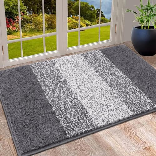 SHACOS Smutsfångare dörrmatta, inomhus- och utomhusmattor, halkfri maskintvättbar matta, husdjur och hundmatta, superabsorberande entrématta (grå 80 x 120 cm)