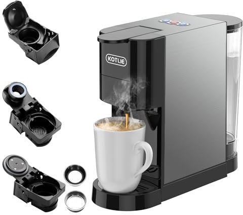 Heightening Espresso 4in1 Coffee Machine for Nespresso Original/Dolce Gusto/Ground Capsule and ESE Coffee Pods,19 Bar Automatic Coffee Machines BLACK (AC-513H) (BLACK)