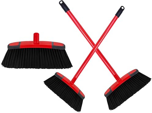 Hard Floor Long Handle Soft Stiff & Deck Broom | Ideal For All Indoor Rooms & Gardens