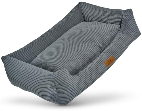 FREUDENTIER Orthopädisches Hundebett aus Cord, Waschbar, Made in EU | Gelenkschonendes Hundesofa für kleine, mittelgroße & große Hunde - herausnehmbares Liegekissen - kuscheliger Hundekorb