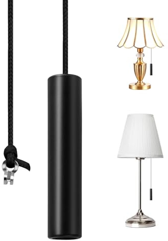 TXErfolg Cylindrical Light Pull Cord 6 * 1.2cm Black with 150cm Extension | Bathroom Light Pull Handle,Light Switch Pull Cord String Handle Connector for Bathroom Toilet Light Ceiling Light Fan Switch