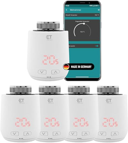 Eurotronic Comet ZW eco: 5-mal Smartes WiFi Thermostat für Heizkörper. WLAN Heizungssteuerung Set inkl. gratis App. Keine Basisstation notwendig.