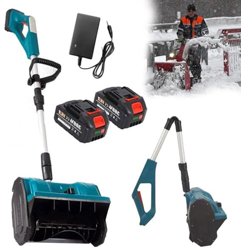 RayGenius Battery Powered Electric Snow Blower, Telescopic Adjustment, Wider and Thicker to Clear Snow More Thoroughly - Snowplow Electric Snow Shovel, Ideal for Patio.,2Xbattery