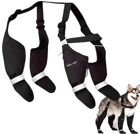 Jiimhte Hundestiefel Mit Hosenträgern, Hundepfotenschutz Mit Hilfsgurt wasserdichte Hundestiefel Mit Gleitsamem Hundestiefel Leggings Für Kleine Und Mittelgroße Hunde