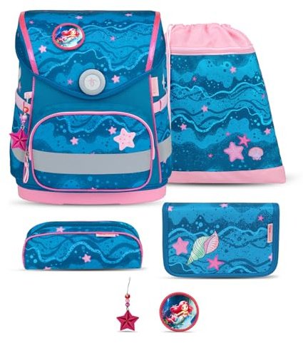 Belmil Compact mit Patches Schulranzen Set 5-teilig mit Brustgurt (405-41/AG/B/S) (Mermaid)