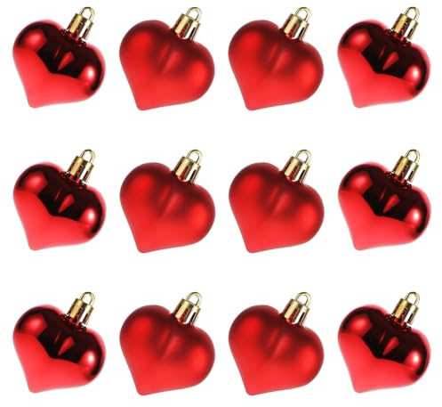 RELONGGI 12 Stück Valentinstag Deko zum Aufhängen – Herz Deko, Valentinstag Dekoration, Romantische Herz Girlande für Tür, Wand, Wohnzimmer, Party, Hochzeit – Valentine Home Deko (Rot)