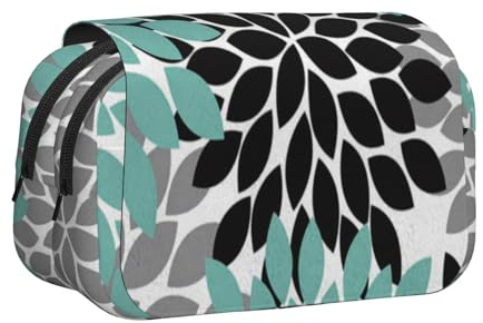 GSGCSBYMLG Trousse à stylos à double coquillage avec imprimé fleur de dahlia, Noir , Taille unique, Pochette à monnaie