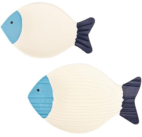 Qaixwuyi 2 Stück Vintage Fisch Dekor Holz für Badezimmer Wanddekoration Meeres Fisch HängedekoNautische Wandkunst Wanddeko für Drinnen Küstendekoration Strandhaus-Dekoration Badezimmer-Dekoration