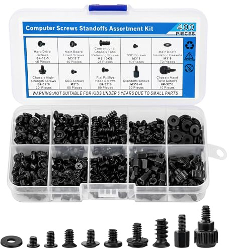 Yesaler 400 Pièces Kit de Vis pour Ordinateur Portable Accessoires Vis Entretoises Réparation de Carte Mère PC pour Carte Mère CD-ROM SSD Hard Disk Ventilateurs