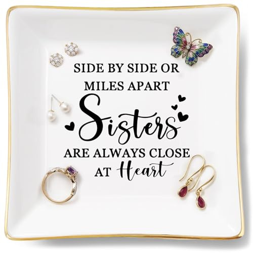 Best Sister Jewellery Dish – Sisters Birthday Gifts Trinket Dish Key Bowl, a Present for Sister in Law and Small Gifts for Women Keepsake