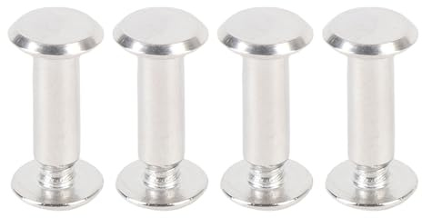 Ausla Remaches y Tornillos de Cabeza Redonda Plana, Acero Inoxidable, 50 Juegos, Tornillos de Cuero Riverios Surtidos, para Diversas Necesidades de Fijación y Decoración, Adecuada para Cuero, Ropa,
