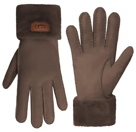 UGG Damen Handschuhe aus Schaffell, mit Drehmanschette, wasserabweisend, Allspice, Medium
